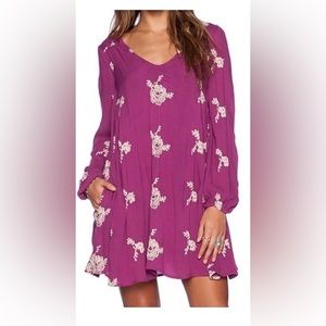 Free People Floral Embroidered Mini Tunic Dress NWT S
